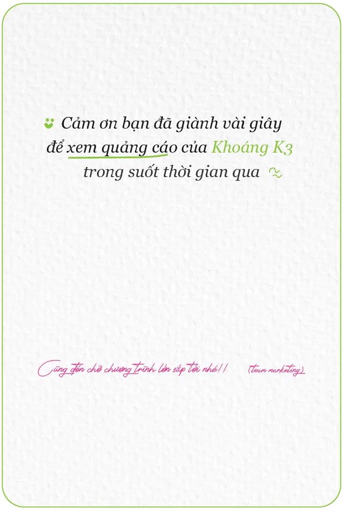 Khoáng K3 cảm ơn