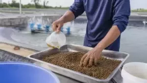trộn khoáng vào thức ăn cho tôm
