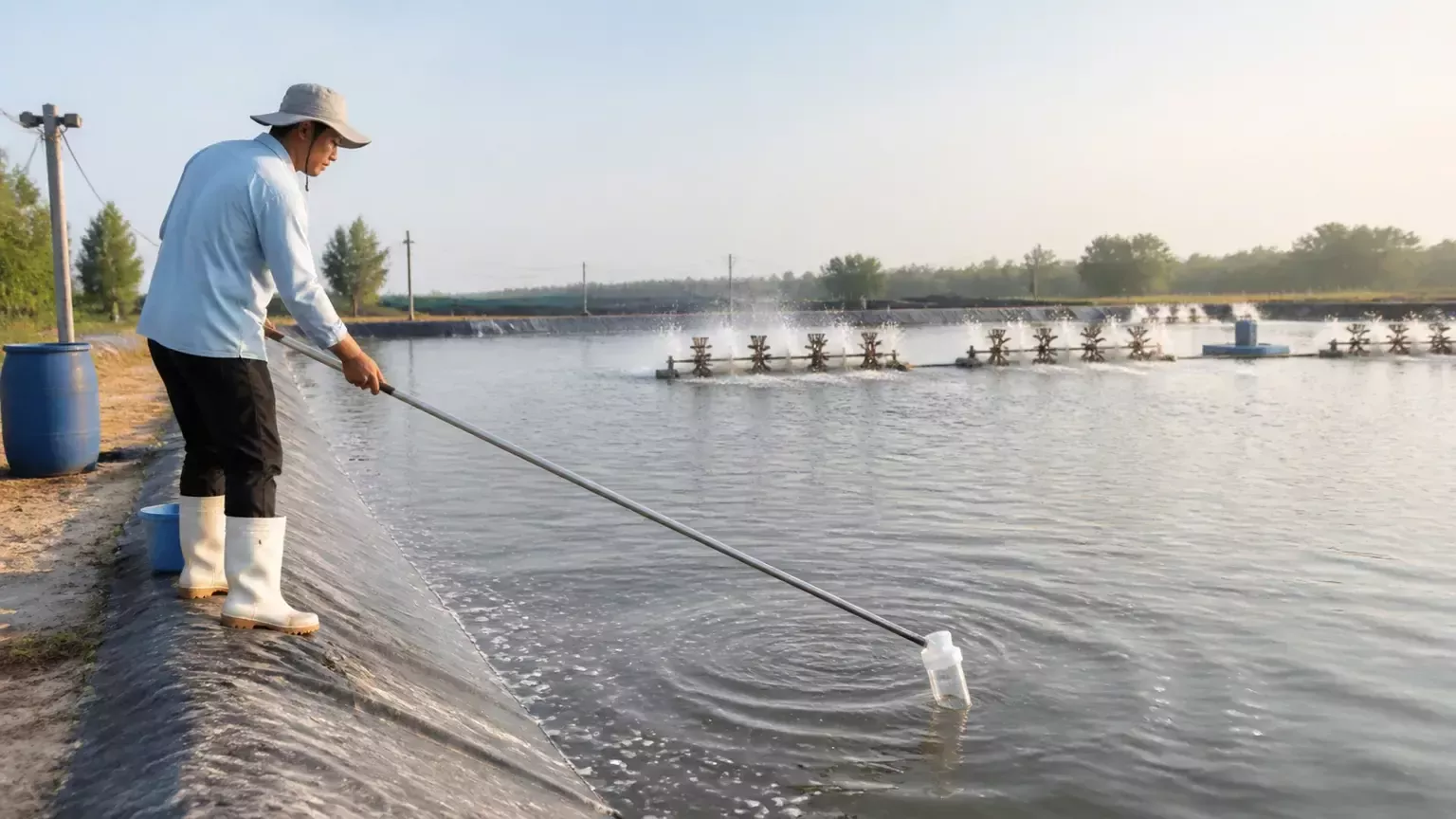 cách lấy mẫu nước ao tôm