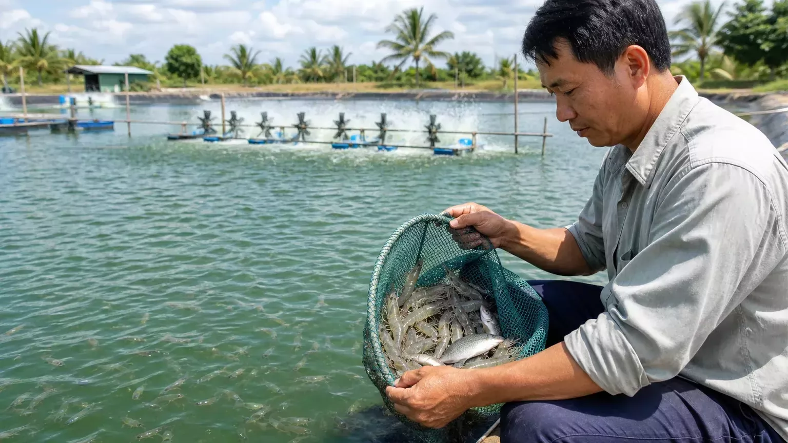 MÔ HÌNH NUÔI GHÉP TÔM THẺ CHÂN TRẮNG VÀ CÁ ĐỐI-LỢI ÍCH VƯỢT TRÔI CHO BÀ CON